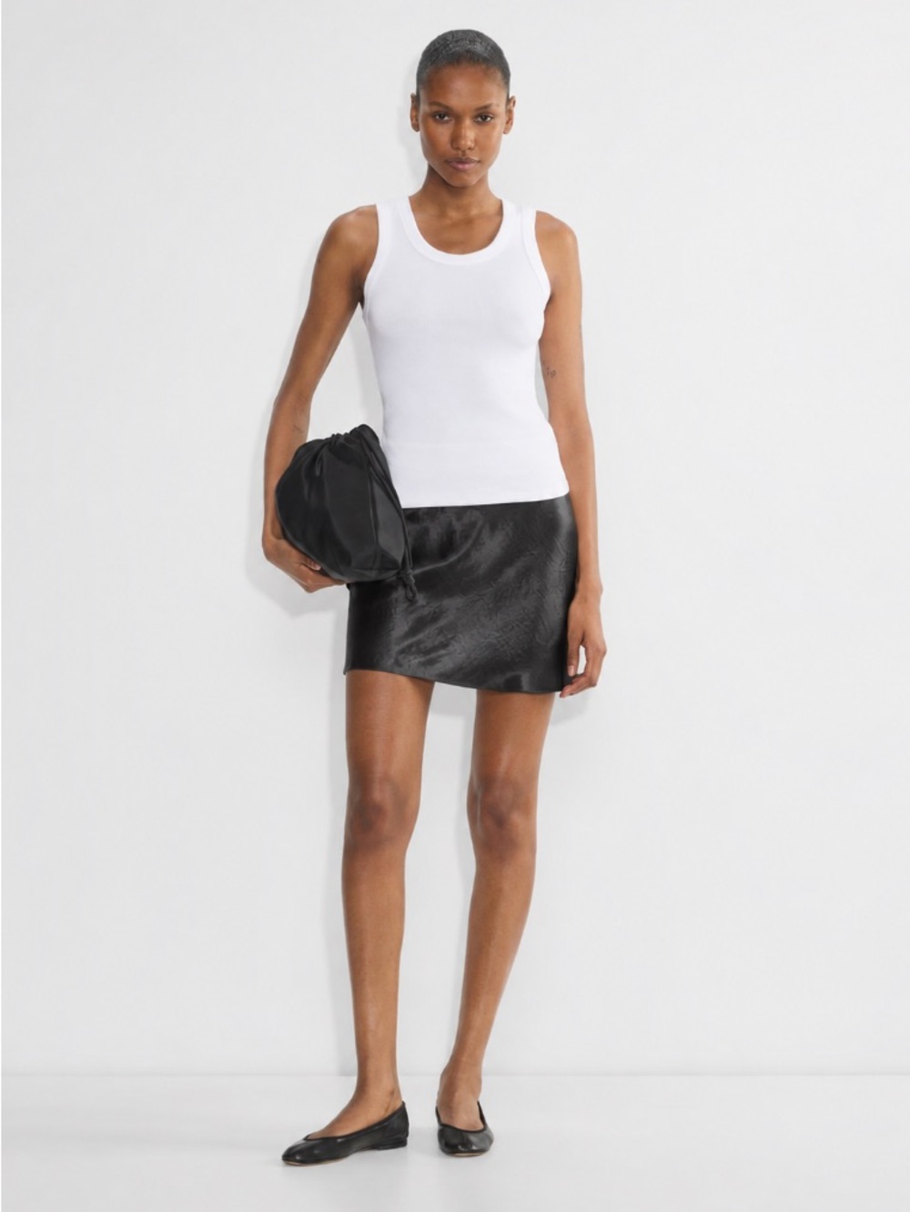 Babaton Black Satin Mini Skirt